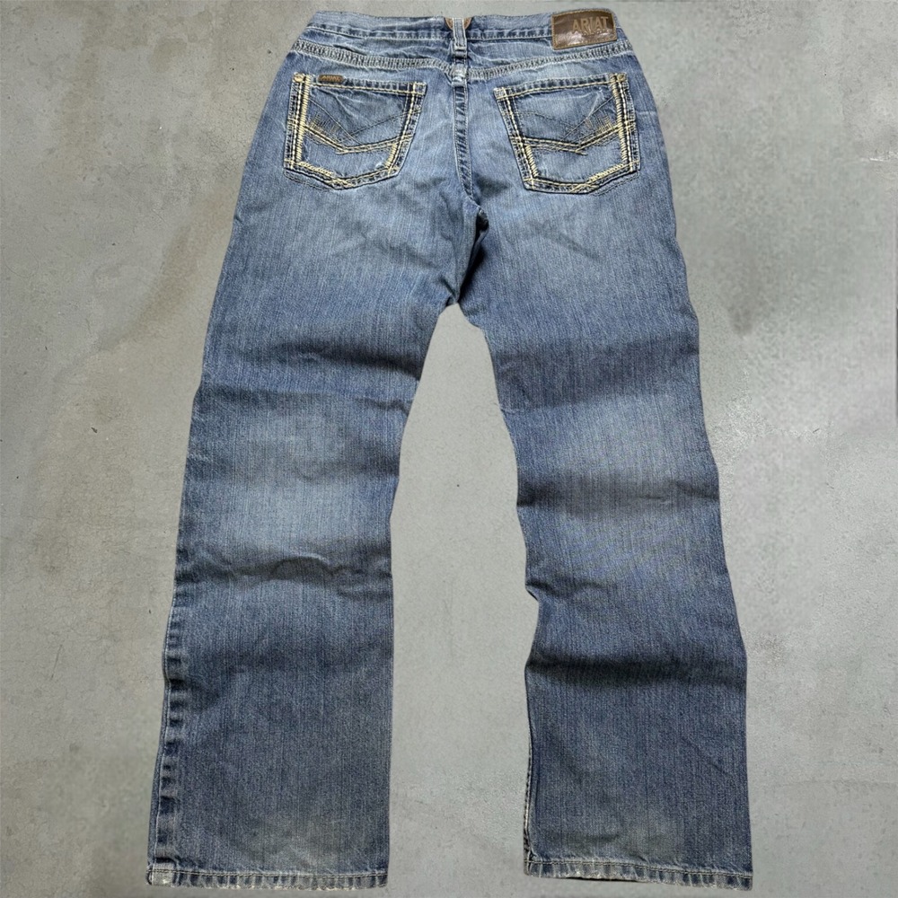 Ariat M5 Straight Fit Jeans Mens 33x32 Blue Western Cowboy Straight Leg Denim